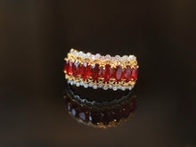 Load image into Gallery viewer, LUOWEND 18K White+Yellow Gold Natural Ruby Ring for Women
