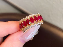 Load image into Gallery viewer, LUOWEND 18K White+Yellow Gold Natural Ruby Ring for Women
