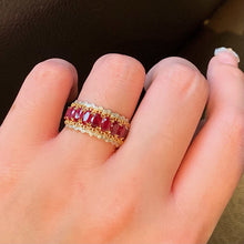 Load image into Gallery viewer, LUOWEND 18K White+Yellow Gold Natural Ruby Ring for Women
