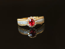 Load image into Gallery viewer, LUOWEND 18K White+Yellow Gold Natural Ruby Ring for Women
