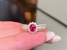 Load image into Gallery viewer, LUOWEND 18K White+Yellow Gold Natural Ruby Ring for Women
