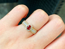 Load image into Gallery viewer, LUOWEND 18K White+Yellow Gold Natural Ruby Ring for Women

