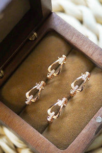 LUOWEND 18K Rose Gold Real Natural Diamond Hoop Earrings for Women