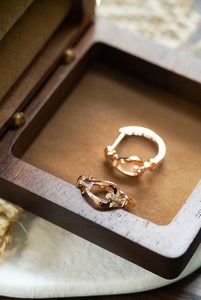 LUOWEND 18K Rose Gold Real Natural Diamond Hoop Earrings for Women