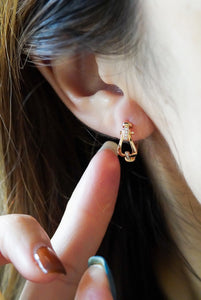 LUOWEND 18K Rose Gold Real Natural Diamond Hoop Earrings for Women