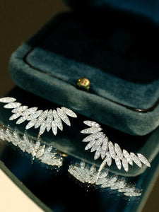 LUOWEND 18K White or Yellow Gold Natural Diamond Earrings for Women