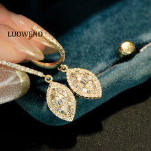 Load image into Gallery viewer, LUOWEND 18K White or Yellow Gold Natural Diamond Earrings for Women
