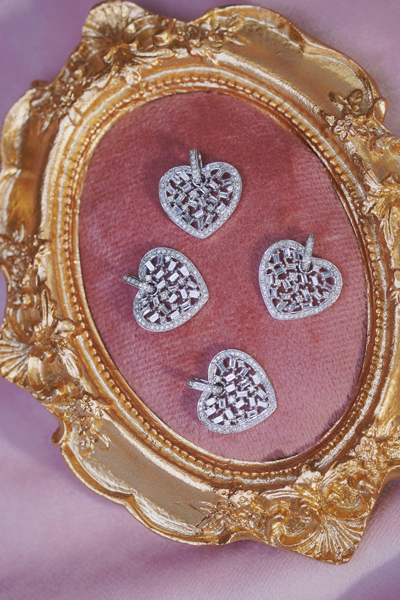 LUOWEND 18K White Gold Real Natural Diamond Pendant Necklace for Women