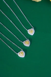 LUOWEND 18K White Gold Real Natural Yellow Diamond Pendant Necklace for Women