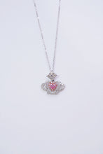 Load image into Gallery viewer, LUOWEND 18K White Gold Real Natural Pink Diamond Pendant Necklace for Women
