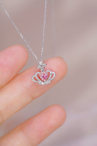 LUOWEND 18K White Gold Real Natural Pink Diamond Pendant Necklace for Women