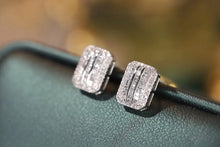 Load image into Gallery viewer, LUOWEND 18K White Gold Natural Diamond Earrings for Women
