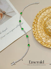 Load image into Gallery viewer, LUOWEND 18K White Gold Natural Emerald Bracelet for Women
