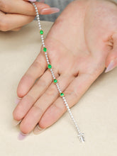 Load image into Gallery viewer, LUOWEND 18K White Gold Natural Emerald Bracelet for Women
