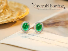 Load image into Gallery viewer, LUOWEND 18K White Gold Natural Emerald Earrings for Women
