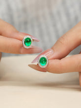 Load image into Gallery viewer, LUOWEND 18K White Gold Natural Emerald Earrings for Women
