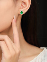 Load image into Gallery viewer, LUOWEND 18K White Gold Natural Emerald Earrings for Women
