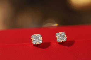 LUOWEND 18K Rose Gold Natural Diamond Earrings for Women