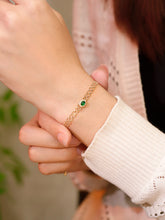 Load image into Gallery viewer, LUOWEND 18K Yellow Gold Natural Emerald Bracelet for Women

