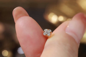 LUOWEND 18K Rose Gold Natural Diamond Earrings for Women