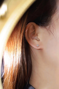 LUOWEND 18K Rose Gold Natural Diamond Earrings for Women