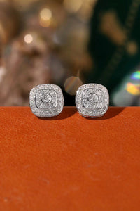 LUOWEND 18K White Gold Natural Diamond Earrings for Women