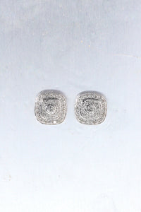 LUOWEND 18K White Gold Natural Diamond Earrings for Women