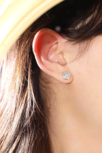 LUOWEND 18K White Gold Natural Diamond Earrings for Women