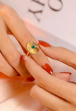 Load image into Gallery viewer, LUOWEND 18K Yellow Gold Natural Emerald Ring for Women
