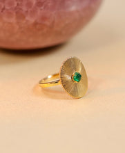 Load image into Gallery viewer, LUOWEND 18K Yellow Gold Natural Emerald Ring for Women
