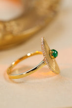 Load image into Gallery viewer, LUOWEND 18K Yellow Gold Natural Emerald Ring for Women
