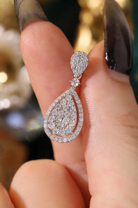 LUOWEND 18K White Gold Natural Diamond Drop Earrings for Women