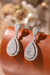 LUOWEND 18K White Gold Natural Diamond Drop Earrings for Women