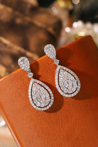 LUOWEND 18K White Gold Natural Diamond Drop Earrings for Women