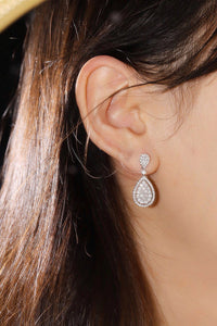 LUOWEND 18K White Gold Natural Diamond Drop Earrings for Women