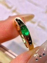 Load image into Gallery viewer, LUOWEND 18K Yellow Gold Natural Emerald Ring for Women
