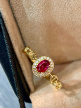 Load image into Gallery viewer, LUOWEND 18K Yellow Gold Natural Ruby Ring for Women
