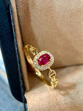 Load image into Gallery viewer, LUOWEND 18K Yellow Gold Natural Ruby Ring for Women
