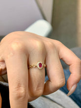 Load image into Gallery viewer, LUOWEND 18K Yellow Gold Natural Ruby Ring for Women
