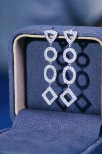 LUOWEND 18K White Gold Real Natural Diamond Drop Earrings for Women