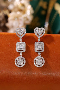 LUOWEND 18K White Gold Natural Diamond Drop Earrings for Women