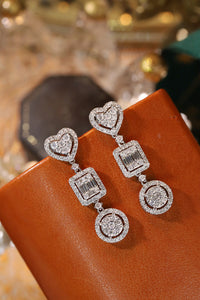 LUOWEND 18K White Gold Natural Diamond Drop Earrings for Women