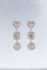 LUOWEND 18K White Gold Natural Diamond Drop Earrings for Women
