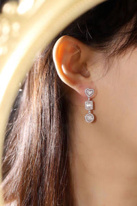LUOWEND 18K White Gold Natural Diamond Drop Earrings for Women