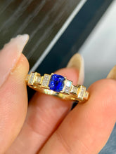 Load image into Gallery viewer, LUOWEND 18K Yellow Gold Natural Sapphire Ring for Women
