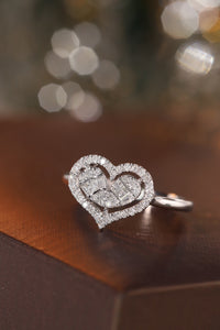 LUOWEND 18K White Gold Natural Diamond Ring for Women