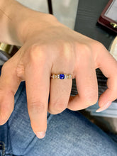 Load image into Gallery viewer, LUOWEND 18K Yellow Gold Natural Sapphire Ring for Women
