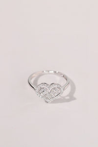 LUOWEND 18K White Gold Natural Diamond Ring for Women