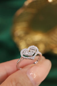 LUOWEND 18K White Gold Natural Diamond Ring for Women
