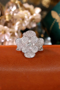 LUOWEND 18K White Gold Natural Diamond Ring for Women